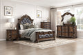 Homelegance 2424-4PC 4 pc Gilmartin dark brown finish wood dark brown tufted faux leather headboard carved accents traditional queen bedroom set