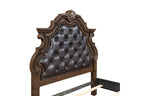 Homelegance 2424-4PC 4 pc Gilmartin dark brown finish wood dark brown tufted faux leather headboard carved accents traditional queen bedroom set