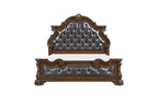 Homelegance 2424-4PC 4 pc Gilmartin dark brown finish wood dark brown tufted faux leather headboard carved accents traditional queen bedroom set