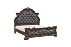 Homelegance 2424-4PC 4 pc Gilmartin dark brown finish wood dark brown tufted faux leather headboard carved accents traditional queen bedroom set