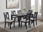 2430SET-LG 7 pc Eloise two tone grey wood finish dining table set with double cross back design