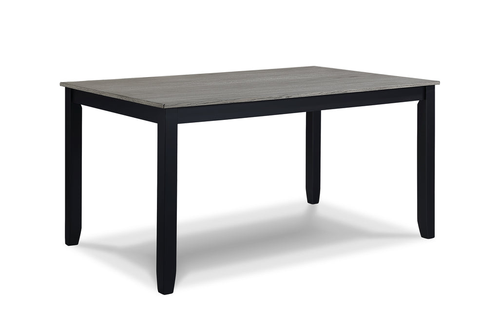 2430SET-LG 7 pc Eloise two tone grey wood finish dining table set with double cross back design