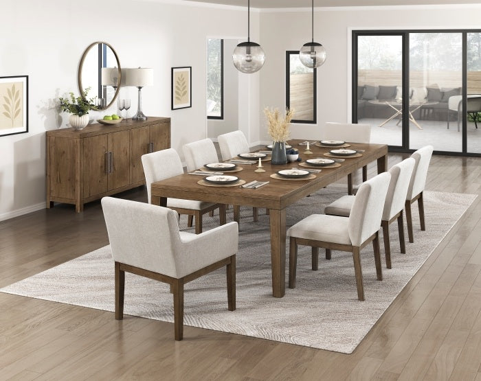 Homelegance 2447-102-7PC 7 pc Matisse rich brown finish wood 102" dining table set with leaf