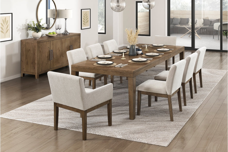 Homelegance 2447-102-7PC 7 pc Matisse rich brown finish wood 102" dining table set with leaf