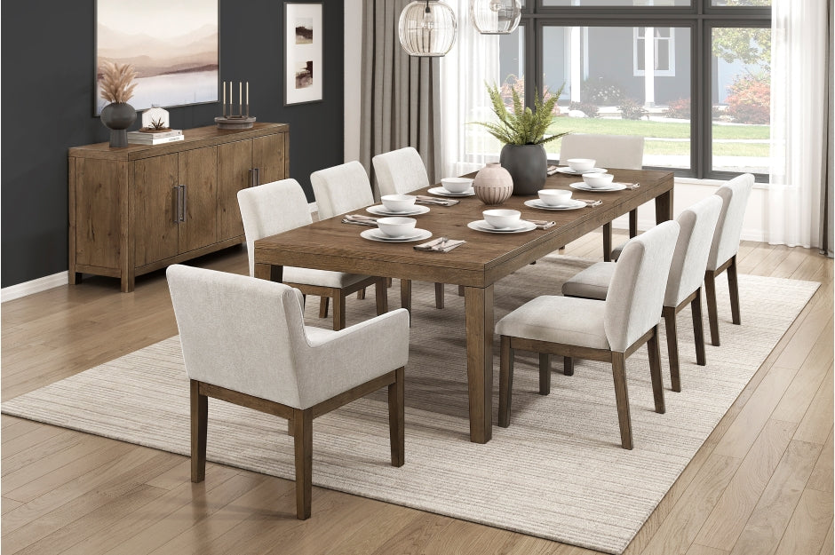 Homelegance 2447-102-7PC 7 pc Matisse rich brown finish wood 102" dining table set with leaf