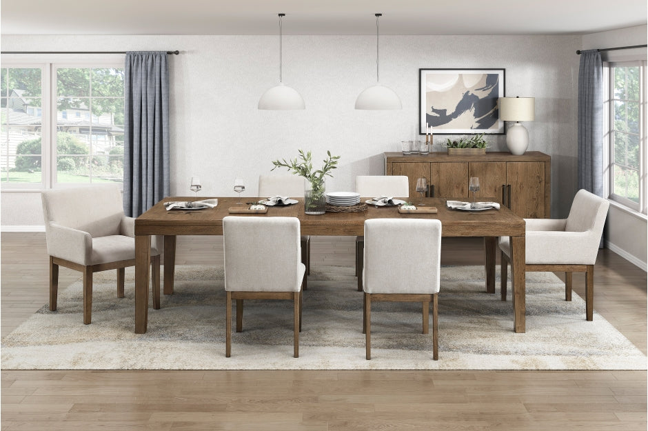 Homelegance 2447-102-7PC 7 pc Matisse rich brown finish wood 102" dining table set with leaf