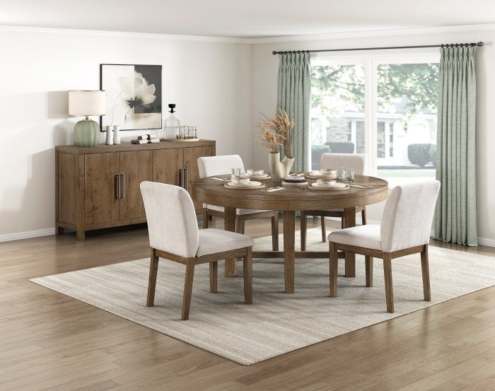 Homelegance 2447-60RD-5PC 5 pc Matisse rich brown finish wood 60" round dining table set