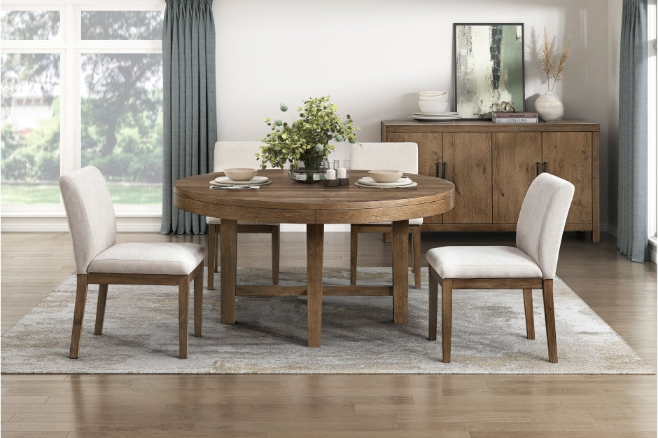 Homelegance 2447-60RD-5PC 5 pc Matisse rich brown finish wood 60" round dining table set
