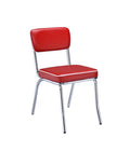 Coaster 2450R Set of 2 retro chrome finish dining chairs with red cushioned seats
