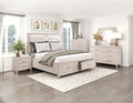 Homelegance 2451-4PC 4 pc Montrose off white finish LED fabric padded headboard queen bedroom set footboard drawers