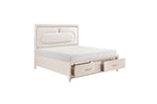 Homelegance 2451-4PC 4 pc Montrose off white finish LED fabric padded headboard queen bedroom set footboard drawers