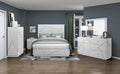 Homelegance 2455-4PC 4 pc Orlo white finish wood paneled LED headboard modern geometric queen bedroom set