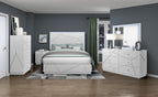 Homelegance 2455-4PC 4 pc Orlo white finish wood paneled LED headboard modern geometric queen bedroom set