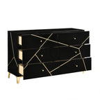 Orlo Black Finish Wood Paneled LED Headboard Modern Geometric Queen Bedroom Set – 2455NBK-4PC