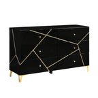 Orlo Black Finish Wood Paneled LED Headboard Modern Geometric Queen Bedroom Set – 2455NBK-4PC