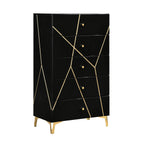 Orlo Black Finish Wood Paneled LED Headboard Modern Geometric Queen Bedroom Set – 2455NBK-4PC