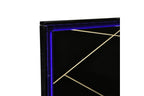 Orlo Black Finish Wood Paneled LED Headboard Modern Geometric Queen Bedroom Set – 2455NBK-4PC