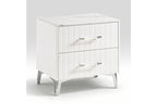 Homelegance 2457-4PC 4 pc Ripple white finish wood LED lighting faux marble accents queen bedroom set