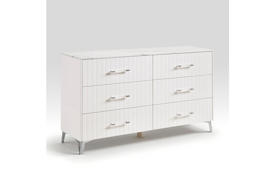 Homelegance 2457-4PC 4 pc Ripple white finish wood LED lighting faux marble accents queen bedroom set