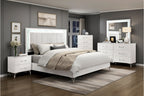 Homelegance 2457-4PC 4 pc Ripple white finish wood LED lighting faux marble accents queen bedroom set