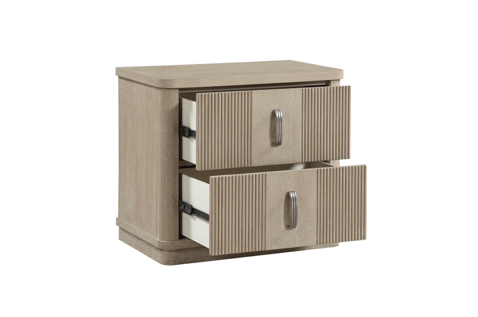 Ribbon Light Brown Oak Queen Bedroom Set with LED Accent Lighting – 2500-4PC