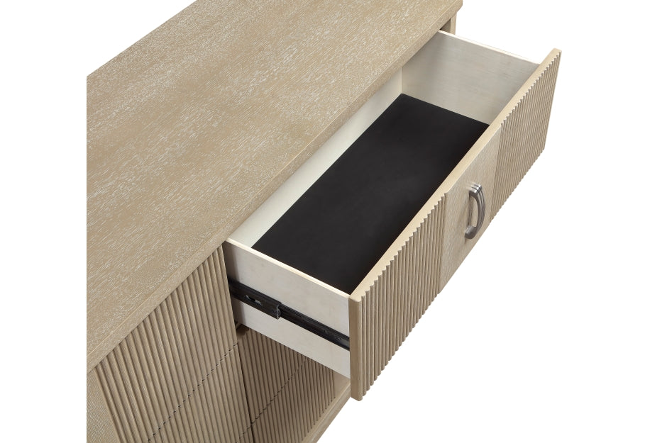 Ribbon Light Brown Oak Queen Bedroom Set with LED Accent Lighting – 2500-4PC