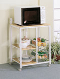 Coaster 2506 Wildon home Lake havasu aamil chefs helper natural finish top and white finish metal frame utility cart