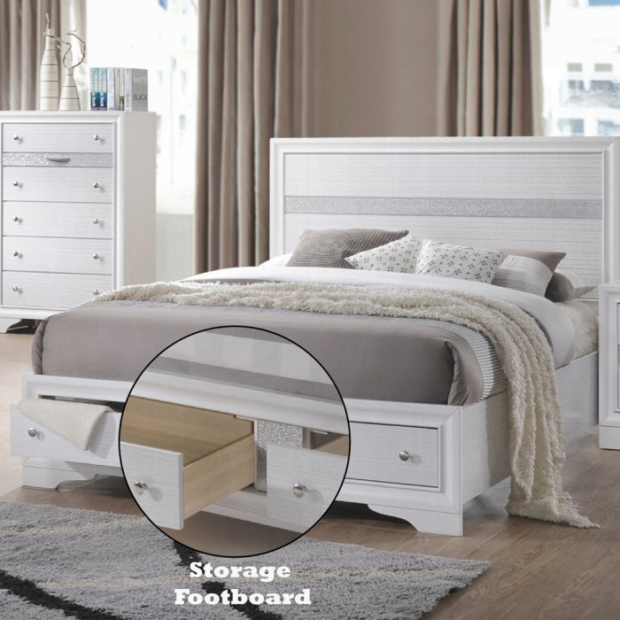 Acme 25770Q 4 pc Rosdorf park naima white finish wood underbed drawers queen platform bed set