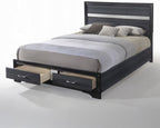 Acme 25900 4 pc Rosdorf Park Naima black finish wood panel queen bedroom set