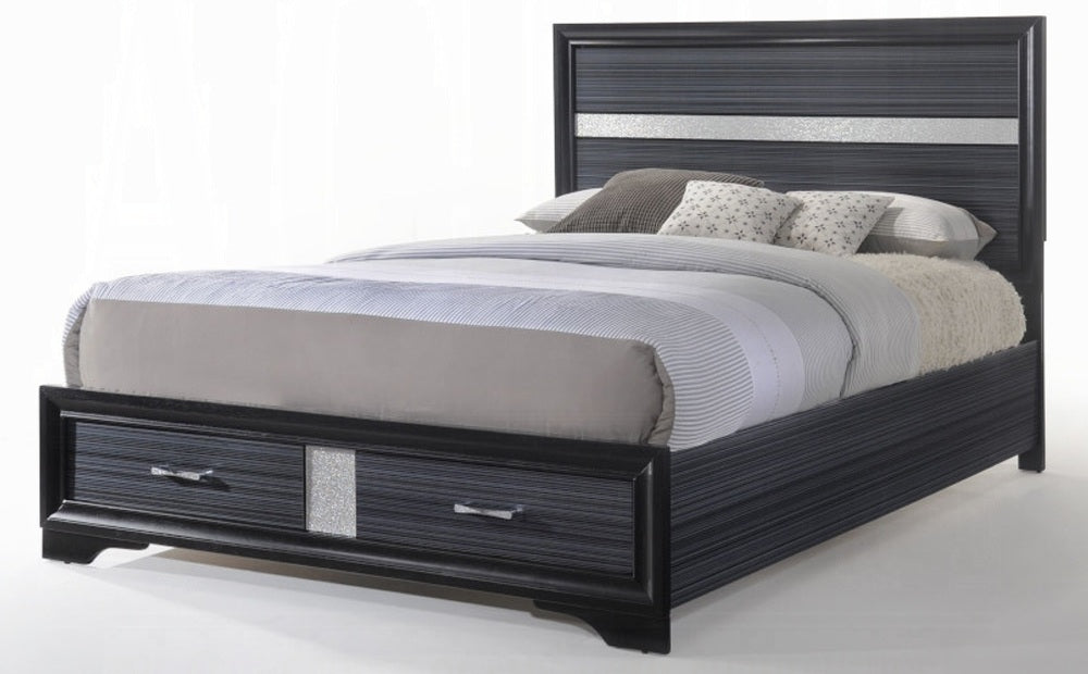 Acme 25900 4 pc Rosdorf Park Naima black finish wood panel queen bedroom set