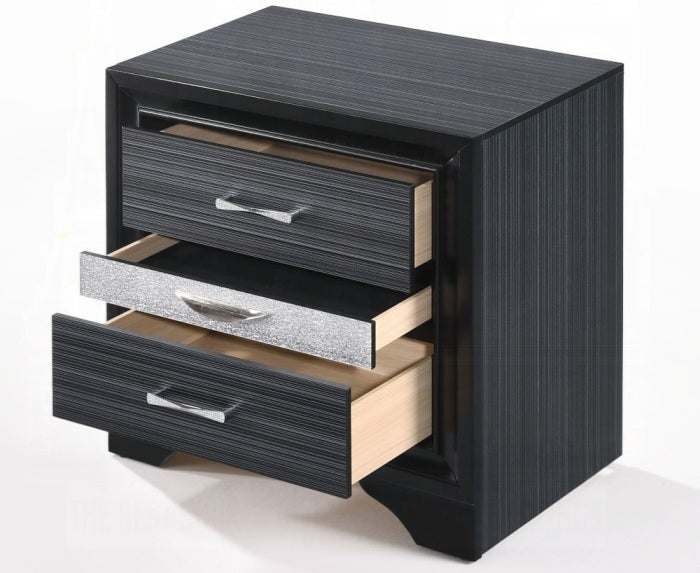 Acme 25900 4 pc Rosdorf Park Naima black finish wood panel queen bedroom set