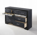 Acme 25905 Naima black finish wood shimmering silver accent 9 drawer bedroom dresser