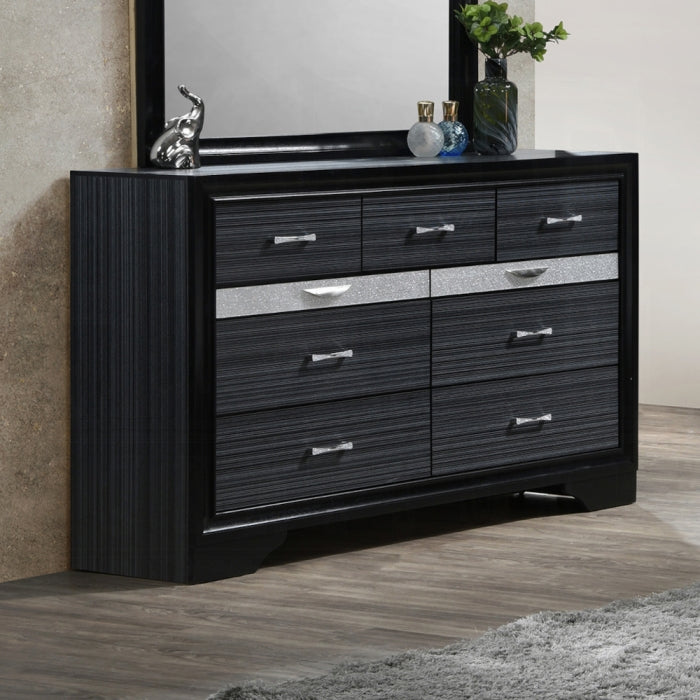 Acme 25900 4 pc Rosdorf Park Naima black finish wood panel queen bedroom set