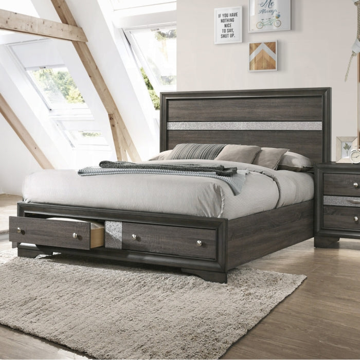 Acme 25970 4 pc Rosdorf park Naima gray finish wood panel queen bedroom set