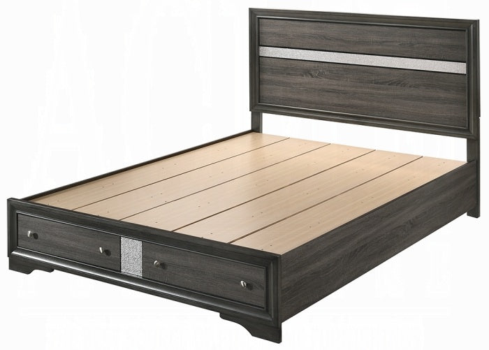 Acme 25970 4 pc Rosdorf park Naima gray finish wood panel queen bedroom set