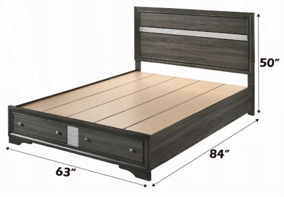 Acme 25970 4 pc Rosdorf park Naima gray finish wood panel queen bedroom set