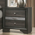Acme 25973 Naima gray finish wood sparking acrylic panel 2 drawer nightstand