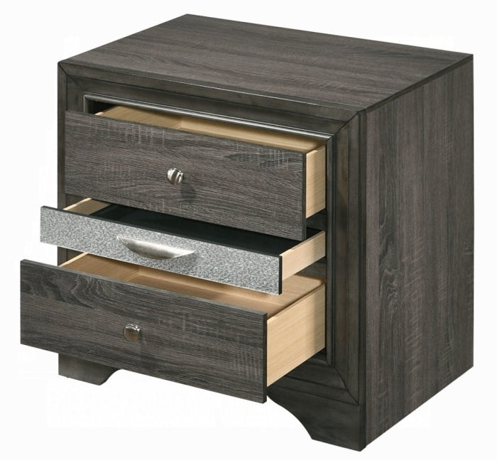 Acme 25970 4 pc Rosdorf park Naima gray finish wood panel queen bedroom set