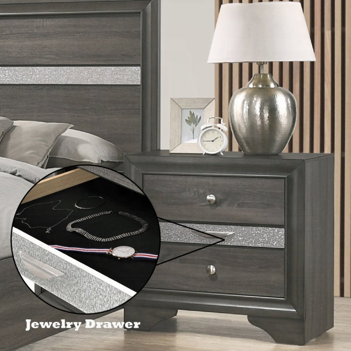Acme 25970 4 pc Rosdorf park Naima gray finish wood panel queen bedroom set