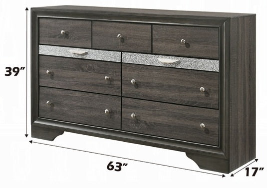 Acme 25970 4 pc Rosdorf park Naima gray finish wood panel queen bedroom set
