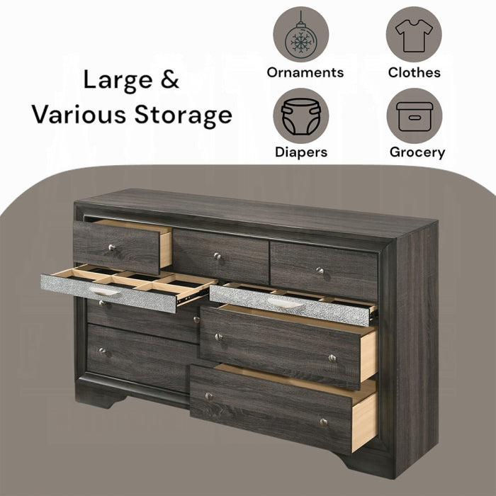 Acme 25970 4 pc Rosdorf park Naima gray finish wood panel queen bedroom set