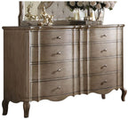 Acme 26050Q 4 pc chelmsford antique taupe finish wood beige fabric tufted queen bedroom set