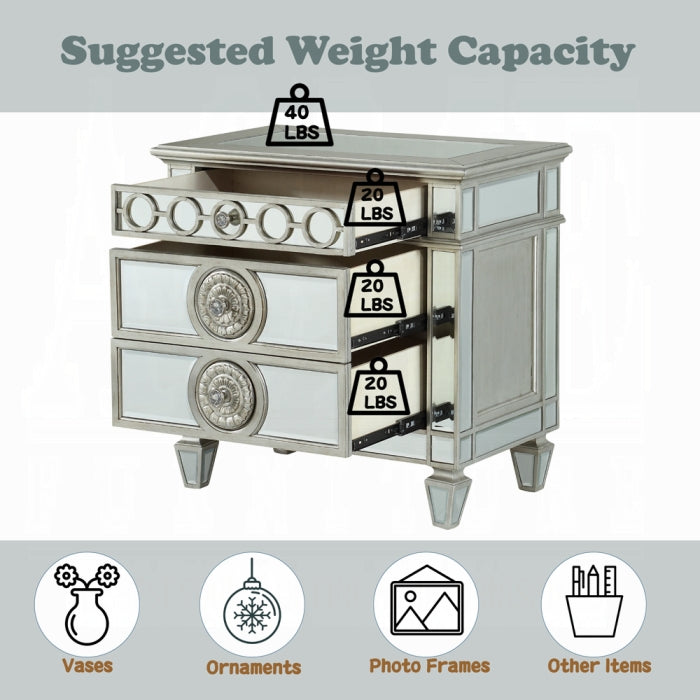 Acme BD00957Q-4PC 4 pc Faiz beige velvet fabric sunburst tufted channel design mirrored silver finish wood queen bedroom set