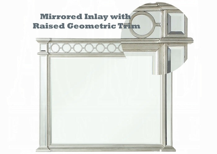 Acme BD00957Q-4PC 4 pc Faiz beige velvet fabric sunburst tufted channel design mirrored silver finish wood queen bedroom set