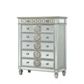 Acme 26156 Rosdorf park varian antique platinum finish wood mirror accents 5 drawer chest
