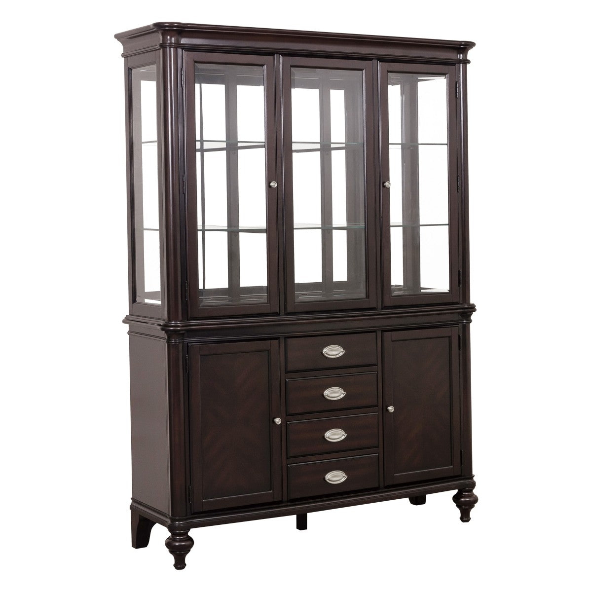 Homelegance 2615DC-50 Marston dark cherry finish wood curio cabinet hutch and buffet