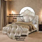 Acme 23540Q 4 pc chantelle pearl white finish wood rose gold leather like vinyl tufted queen bedroom set
