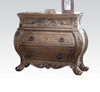 Acme 26310Q 4 pc Ragenardus vintage oak finish wood queen bedroom set decorative carvings tufted accents