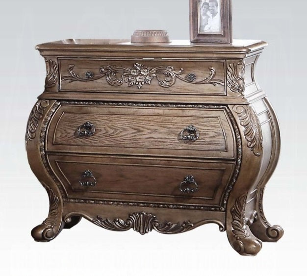 Acme 26313  Ragenardus vintage oak finish wood 3 drawer nightstand bedside end table