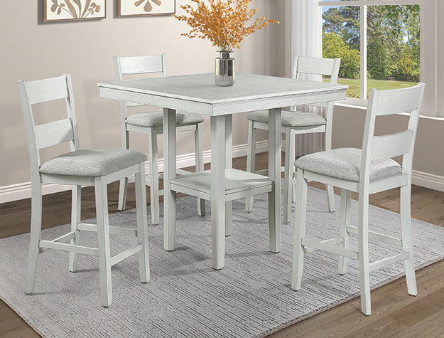 2631SET-DW 5 pc Lester driftwood finish wood counter height 40" x 40" dining table set